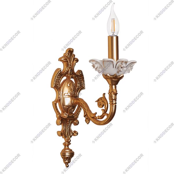 لوستر دیواری کلاسیک برنزی طلایی 1 شاخه مدل مازیار کد DV105