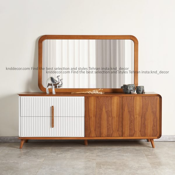 آینه و کنسول کد KN168 کارن چهار درب گردویی سفید