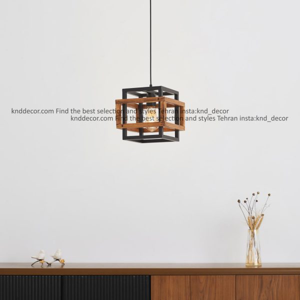 آویز ترکیب چوب و فلز ابعاد 25در 25 شعله معمولی مدل G23 کد AV40