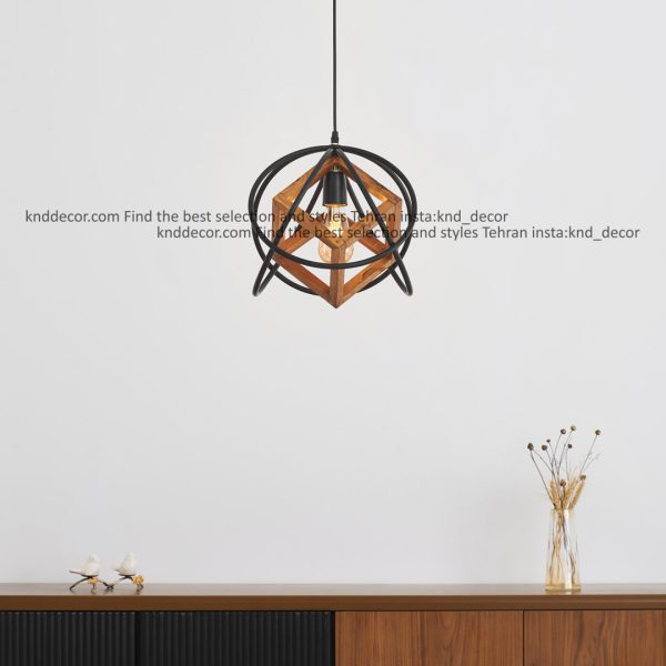 آویز ترکیب چوب و فلز شعله معمولی 1 شعله قطر 35 مدل F12 کد AV49