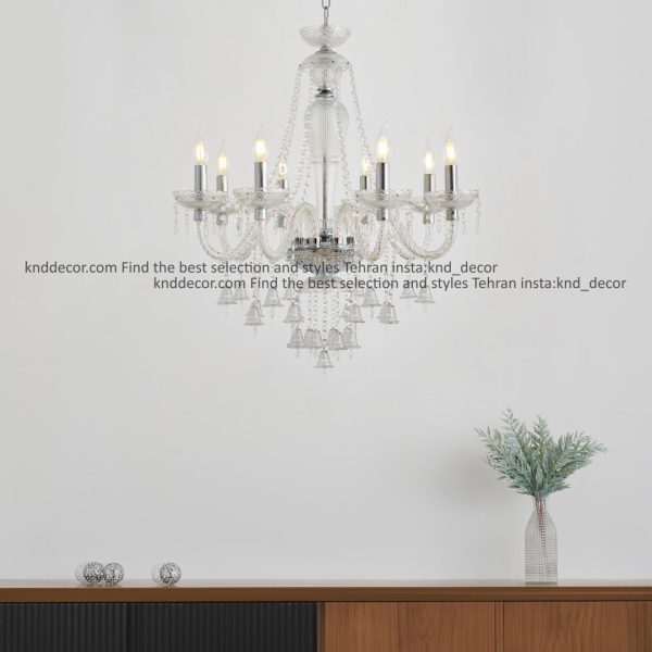 لوستر کلاسیک شفاف 8 شاخه مدل رایکا