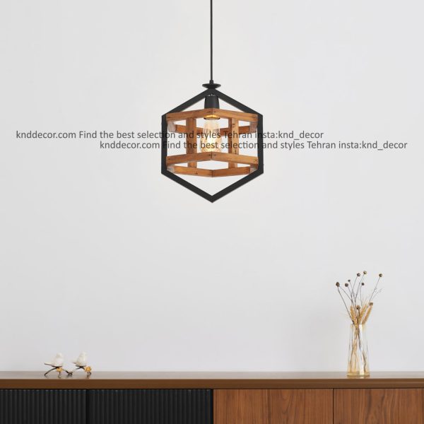 آویز ترکیب چوب و فلز شعله معمولی 1 شعله قطر 30 مدل G36 کد AV50