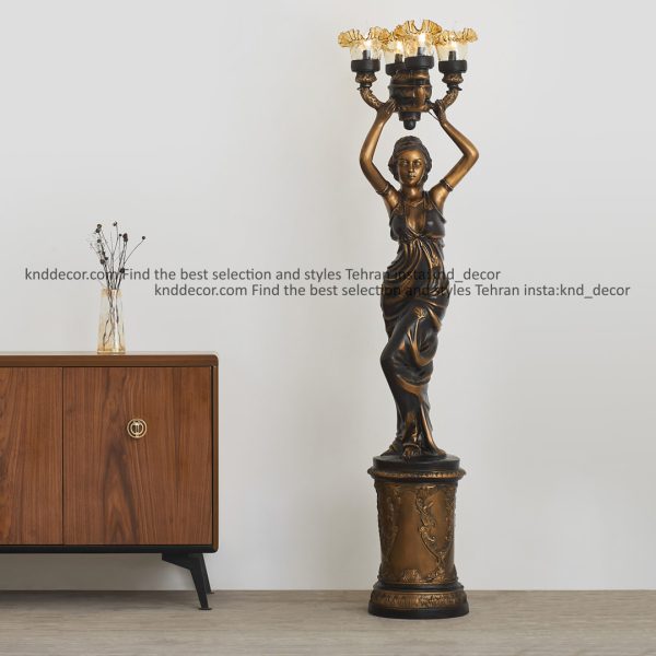 مجسمه چراغدار زن ژاپنی پای چپ بالا 4 شعله با حباب کدMS139