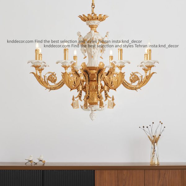 لوستر کلاسیک 8 شاخه طلایی مدل لئون