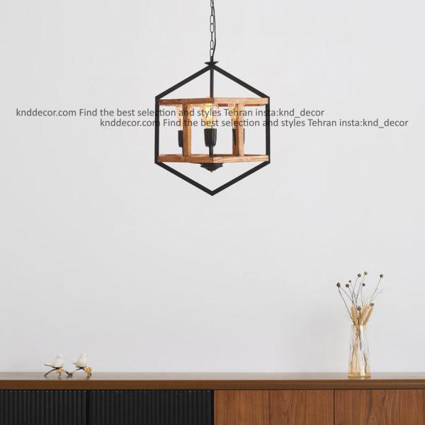 آویز ترکیب چوب و فلز شعله معمولی 4 شعله قطر 40 مدل G56 کد AV60