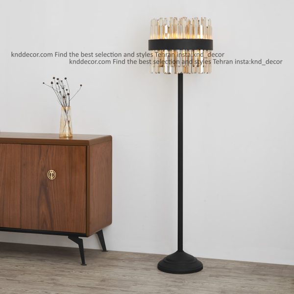 آباژور ایستاده مدرن 40 سانت مشکی  مدل 1091 با کریستال شامپاینی