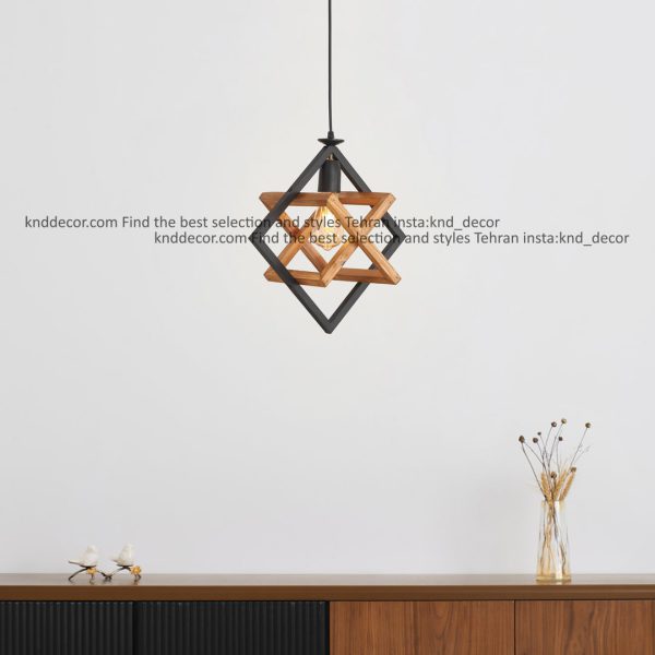 آویز ترکیب چوب و فلز ابعاد 27در27 شعله معمولی مدل G11 کد AV43