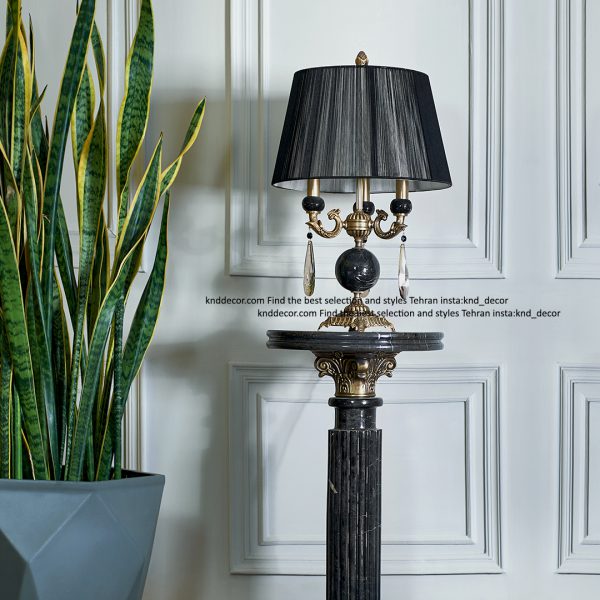 آباژور رومیزی توپی سنگ مشکی 3 شعله کد AB113