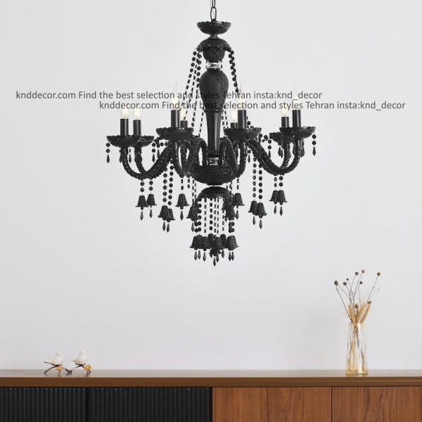 لوستر کلاسیک 8 شاخه مشکی مدل رایکا