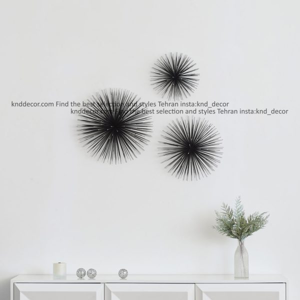 تابلو مدرن فلزی 65*63*18 مدل قاصدک MH2757 تمام استیل سه تکه نقره ای کد FR205