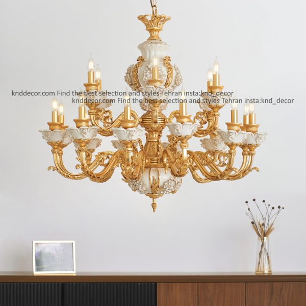 لوستر کلاسیک 18 شاخه طلایی شایلین