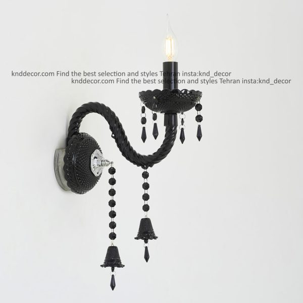 لوستر دیواری کلاسیک 1 شاخه مشکی مدل رایکا