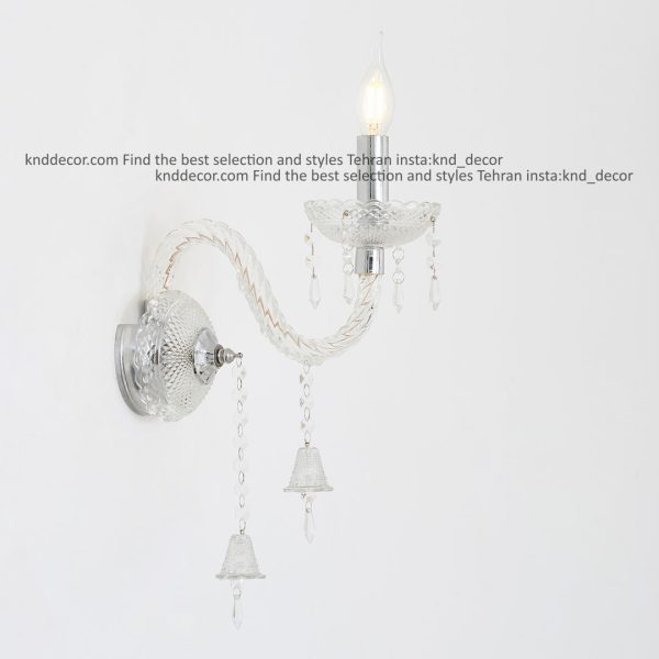 لوستر دیواری کلاسیک 1 شاخه شفاف مدل رایکا