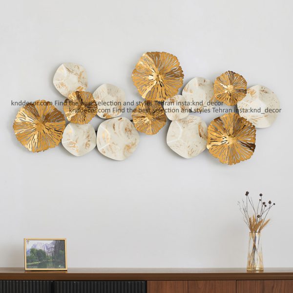 تابلو مدرن فلزی 145*65 مدل شایلی BS2131 تمام استیل طلایی سفید کد FR215