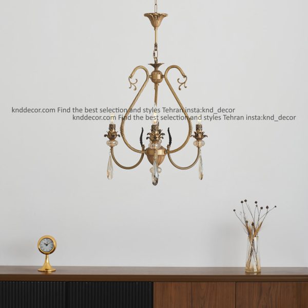 لوستر نئوکلاسیک آنتیک کریستالی 3+1 شاخه مدل فانوسی کریستال