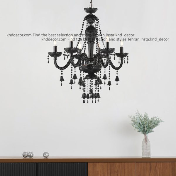 لوستر کلاسیک 6 شاخه مشکی مدل رایکا