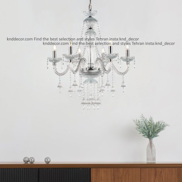 لوستر کلاسیک شفاف 6 شاخه مدل رایکا