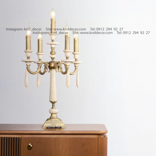 آباژور رومیزی نئوکلاسیک جاشمعی دایانا سنگ کرم