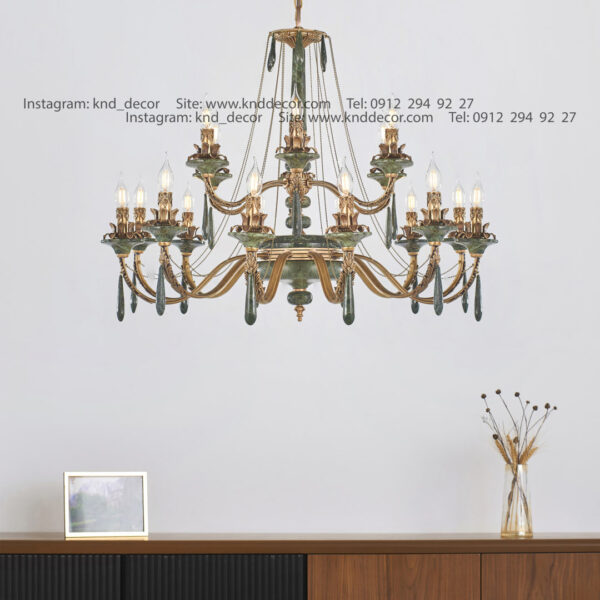 لوستر رويال آنتيك سنگ سبز زنبق آفتاب آويز سنگ 18