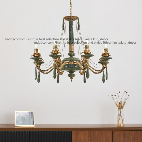 لوستر رويال آنتيك سنگ سبز زنبق آفتاب آويز سنگ 8