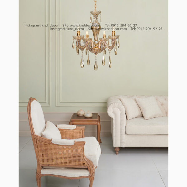 لوستر اس بلوري شياردار زنبق شصتي آويز بادامي 4