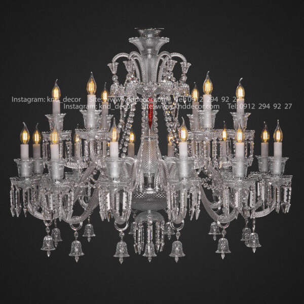 لوستر باكارات گريد 1 غلاف شيشه و صليبي شاخه 40 سانت كاسه 30 شفاف 18