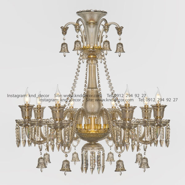 لوستر باكارات گريد 2 ساده شاخه 30 سانت كاسه 21 شامپايني 8