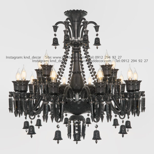 لوستر باكارات گريد 2 ساده شاخه 30 سانت كاسه 30 مشكي براق 15