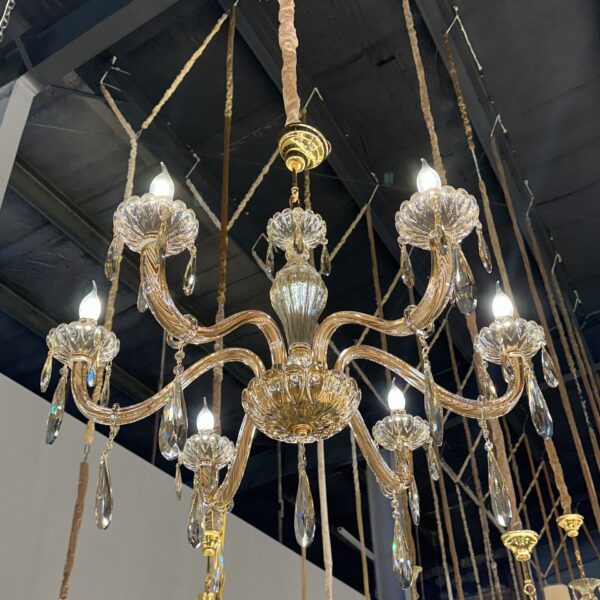 لوستر اس بلوري شياردار زنبق شصتي آويز بادامي  6