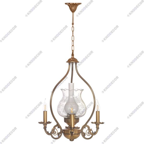 لوستر لنتي آنتيك 3 بازو 3 شاخه لنتري سفيد