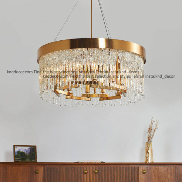 لوستر 3090 سانتيك 70 سانت با كريستال قنديلي