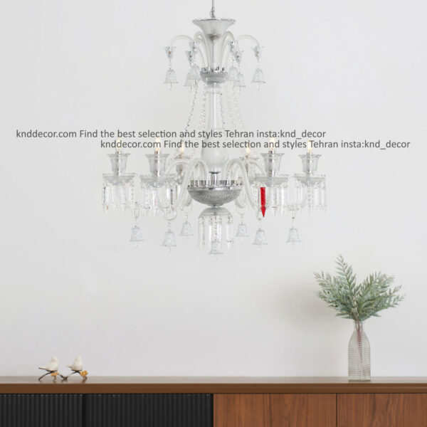 لوستر باكارات گريد 2 ساده شاخه 30 سانت كاسه 21 شفاف 8