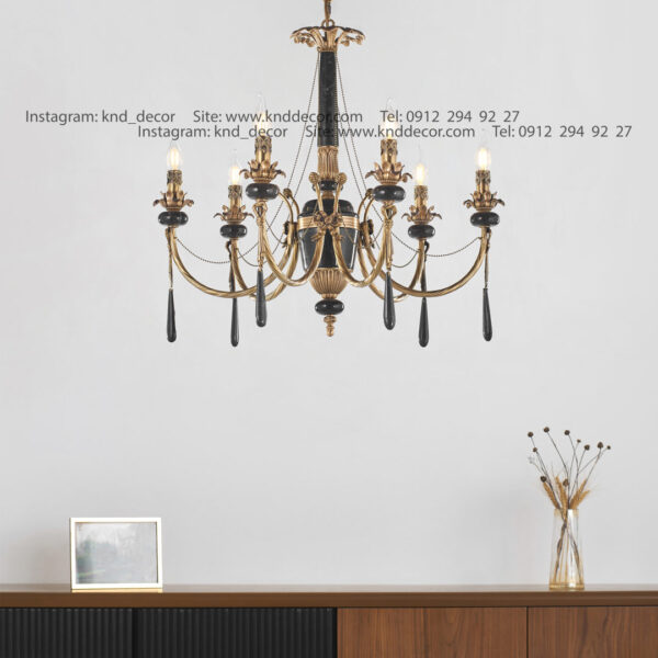 لوستر ليانا دوبل پاپيوني آنتيك سنگ مشكي آويز سنگ 3