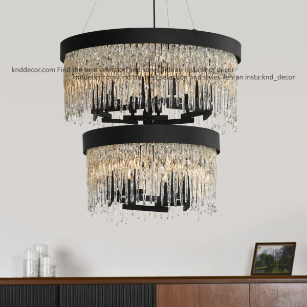 لوستر 3090 مشكي 70+50 سانت با كريستال قنديلي