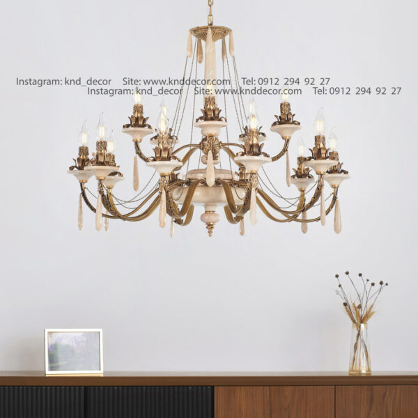 لوستر رويال آنتيك سنگ كرم زنبق آفتاب آويز سنگ 15