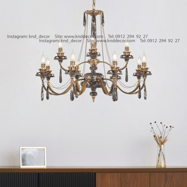 لوستر رويال آنتيك سنگ نوك مدادي زنبق آفتاب آويز سنگ 12