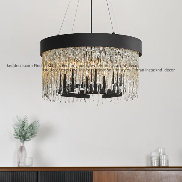 لوستر 3090 مشكي 50 سانت با كريستال قنديلي