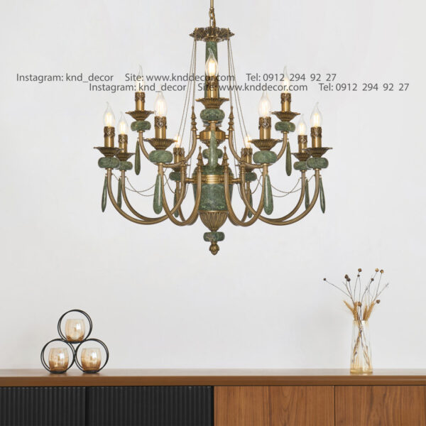 لوستر ليانا آهن آنتيك سنگ سبز آويز سنگ 12