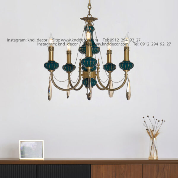 لوستر ثنا سراميك سبز يشمي آنتيك آويز بادامي 5