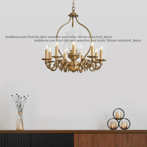 لوستر لنتي آنتيك 3 بازو 9 شاخه لنتري سفيد