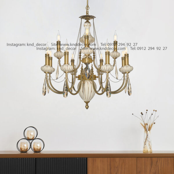 لوستر ثنا سراميك سفيد آنتيك آويز بادامي 12