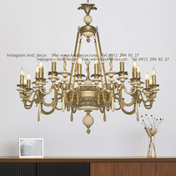 لوستر هانا آنتيك سنگ كرم 24 شاخه