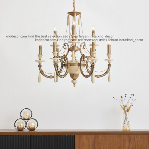 لوستر روبرتو آنتیک سنگ کرم آویز سنگ 9