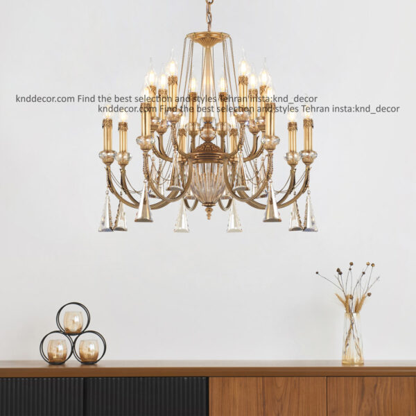 لوستر لیانا دوبل توپی تراش آنتیک آویز مثلثی 8