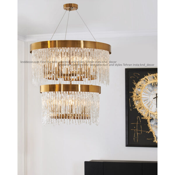 لوستر 3090 سانتيك 70+50 سانت با كريستال قنديلي