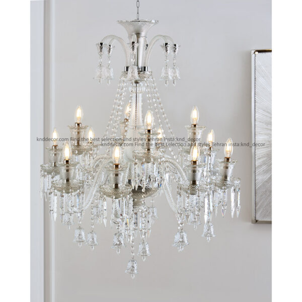 لوستر باكارات گريد 2 ساده شاخه 30 سانت كاسه 21 شفاف 12