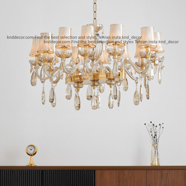 لاينر اس بلوري زنبق كريستال با  كلاهك شيشه آويز بادامي عرض 15*70 سانت  12