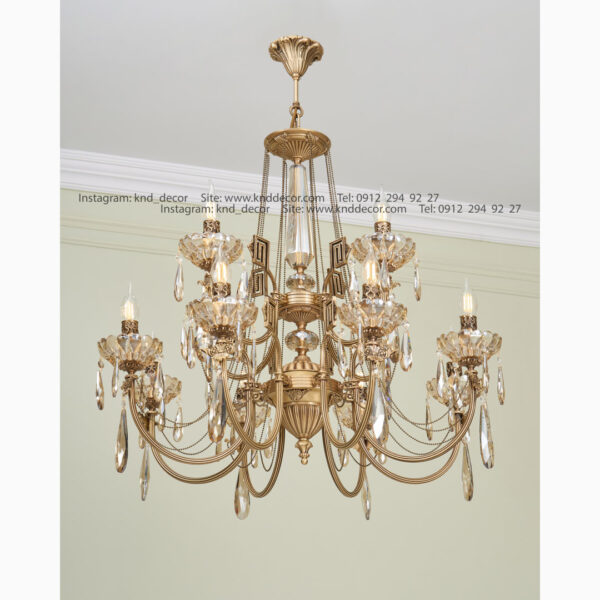 لوستر رونيكا ورساچه آنتيك كريستالي آويز بادامي 12