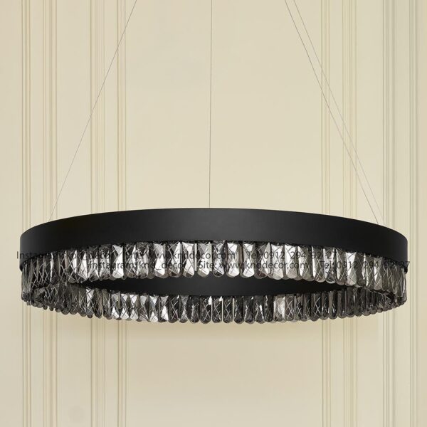 لوستر 2092 مشكي 80 سانت با كريستال قاشقي 76 mm دودی