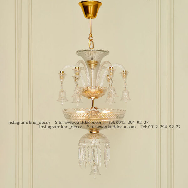 آويز لنتری باكارات شفاف یراق طلایی